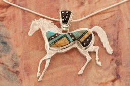 Calvin Begay Night Sky Horse Pendant